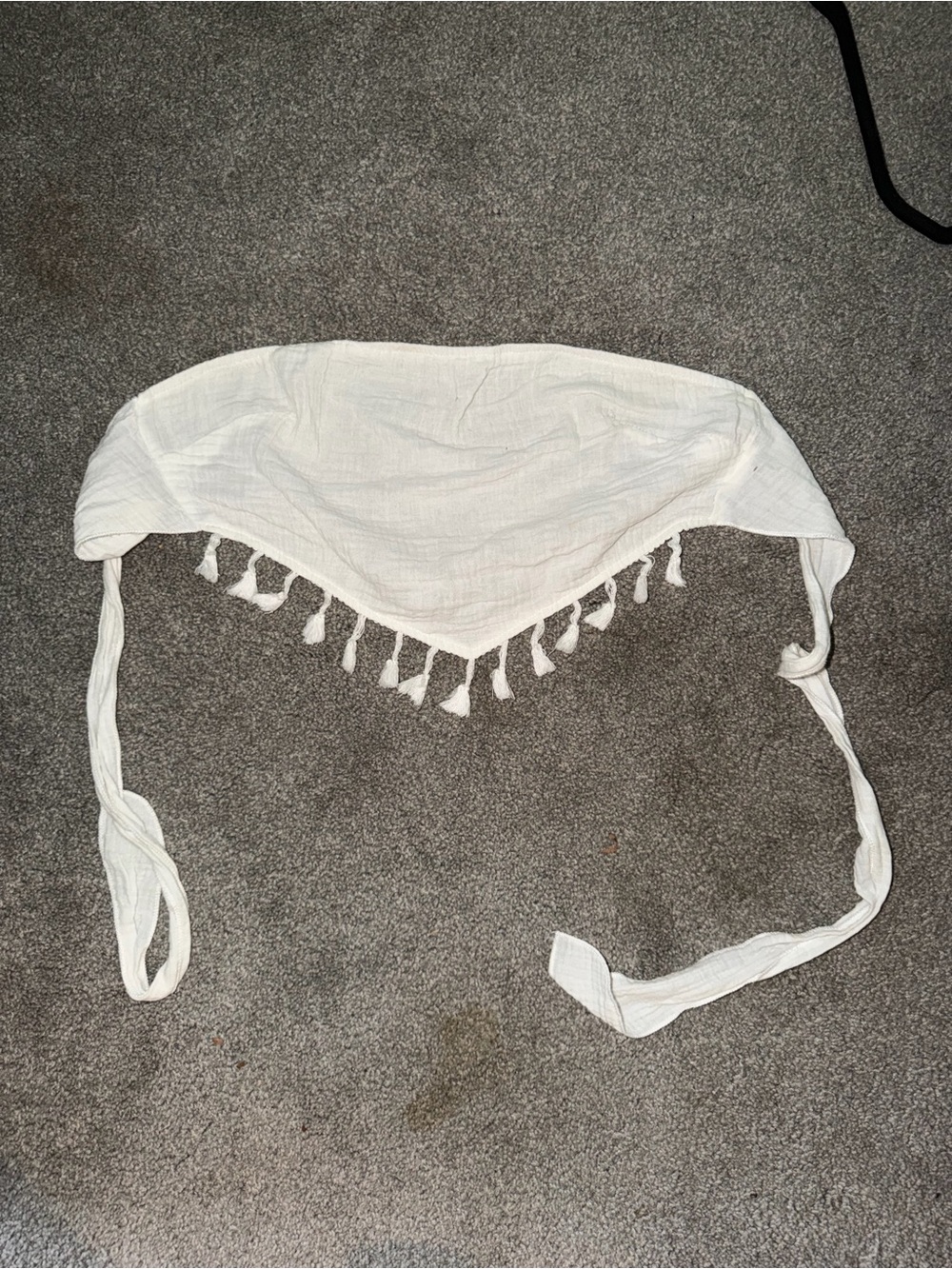 White Tassel Triangle Scarf / Bandana or top